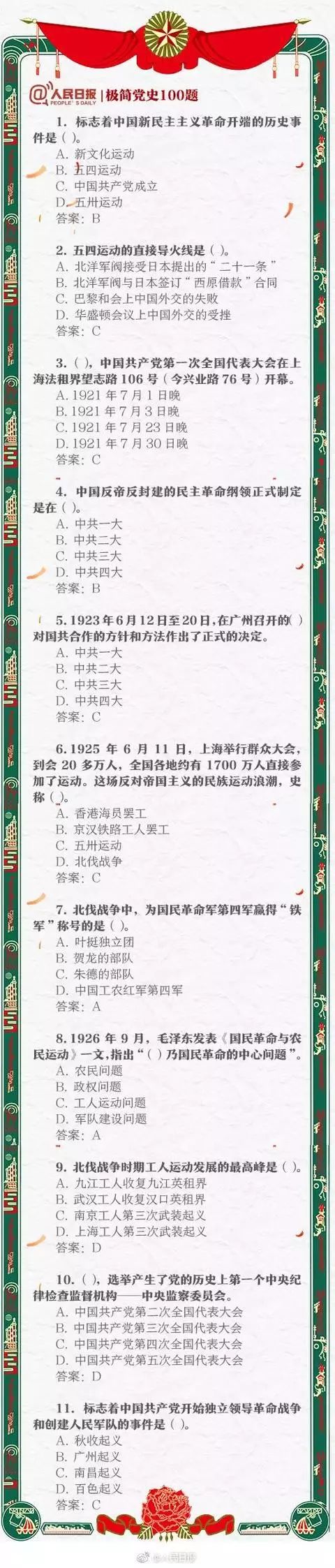 漲知識(shí)！中共黨史常識(shí)100題，你能做對(duì)幾道？